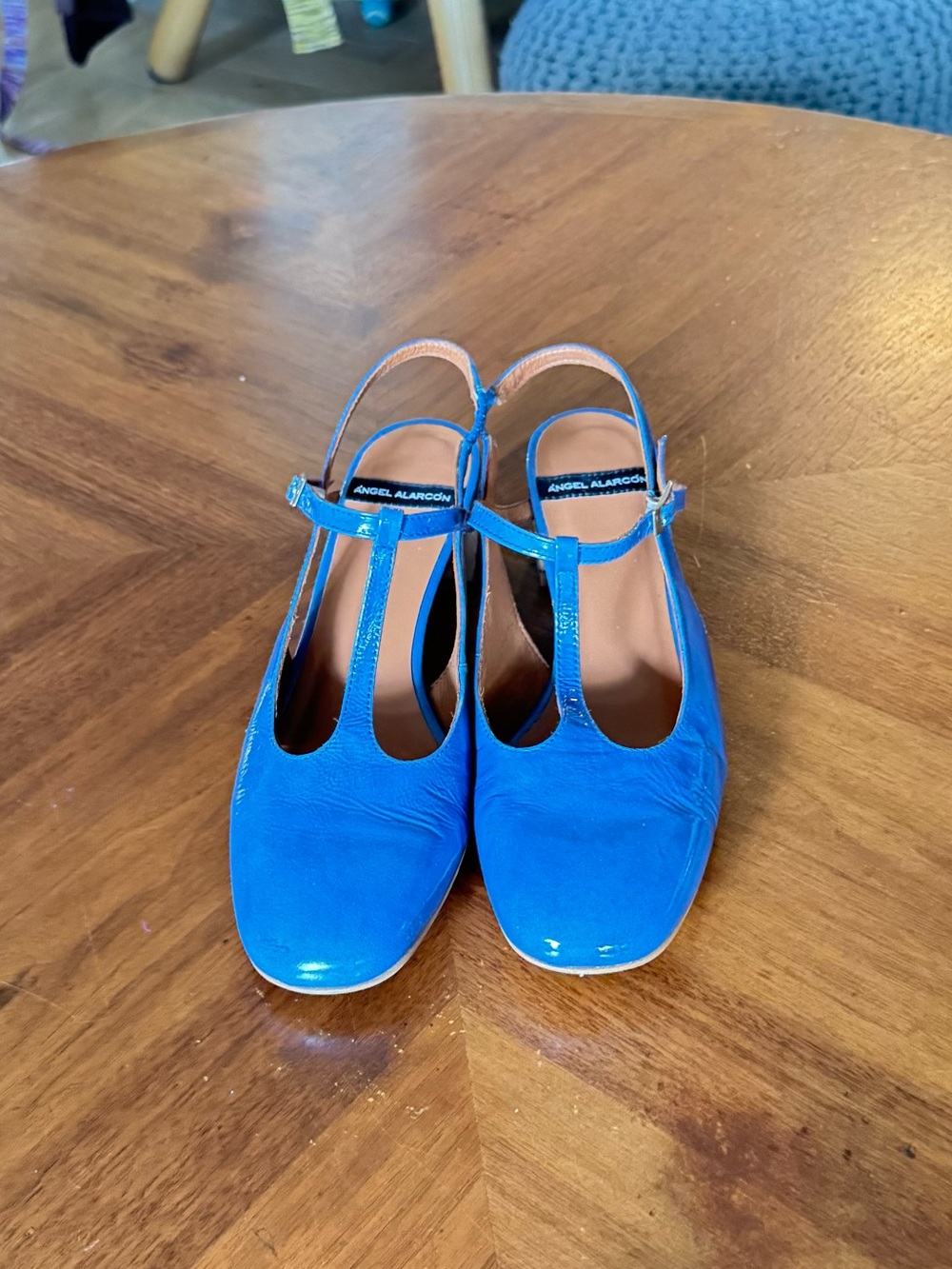Angel Alarcon Blue T-Strap Women's Shoes